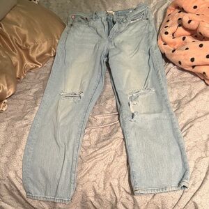 Madewell Light Blue Distressed Straight Leg Jeans